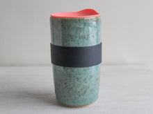 Load image into Gallery viewer, Seafoam Green Travel Tumbler with Silicone Lid &amp; Sleeve