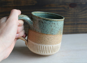 Seafoam Green Sgraffito Medium Mug