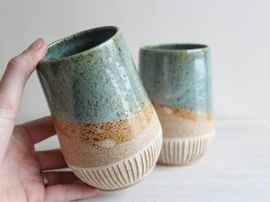 Seafoam Green Sgraffito Tumblers