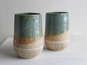 Seafoam Green Sgraffito Tumblers