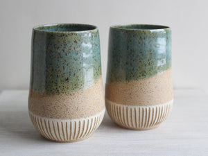 Seafoam Green Sgraffito Tumblers