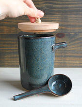 Load image into Gallery viewer, Blue Lidded Jar &amp; Scoop Set