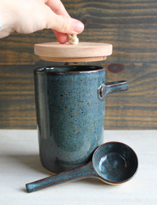 Blue Lidded Jar & Scoop Set