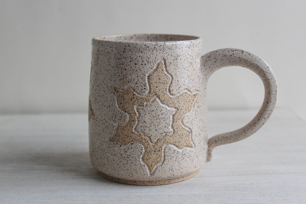 White Carved Medium Mug