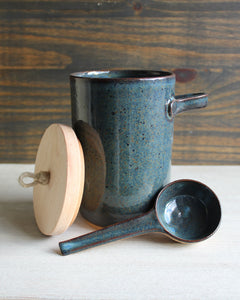 Blue Lidded Jar & Scoop Set