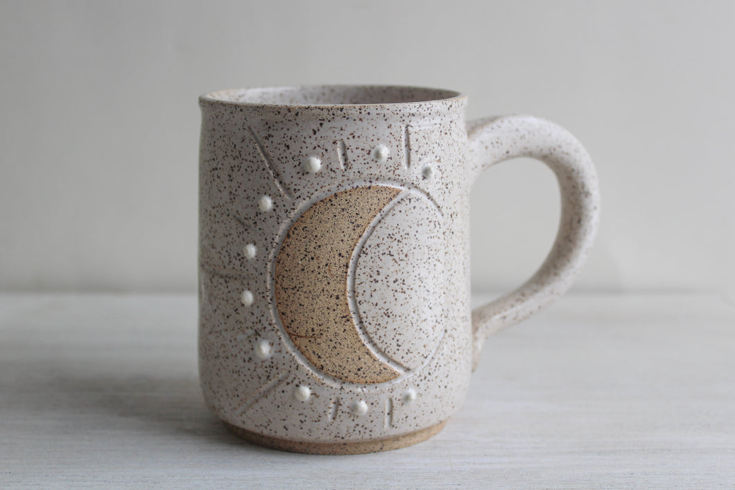 White Carved Medium Mug