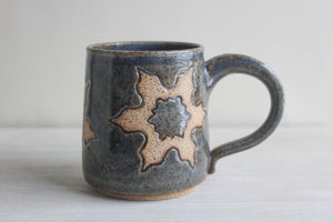 Blue Carved Medium Mug