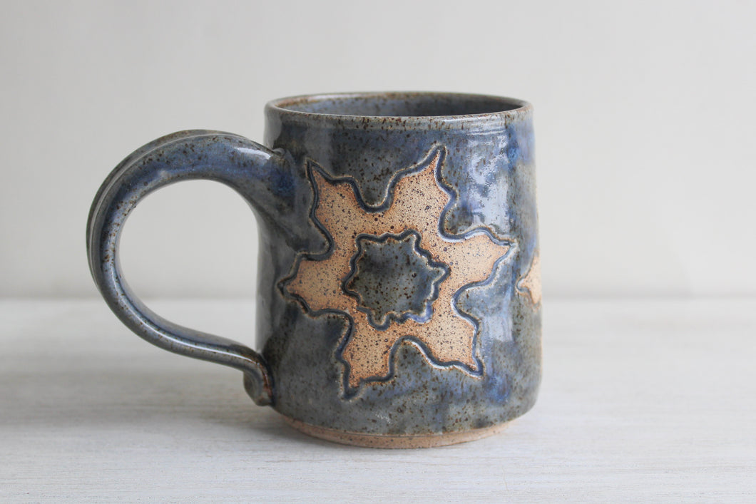 Blue Carved Medium Mug