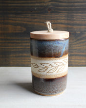 Load image into Gallery viewer, Brown &amp; Blue Sgraffito Lidded Jar