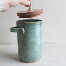 Load image into Gallery viewer, Seafoam Green Lidded Jar &amp; Scoop Set