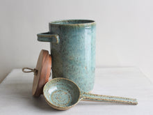 Load image into Gallery viewer, Seafoam Green Lidded Jar &amp; Scoop Set