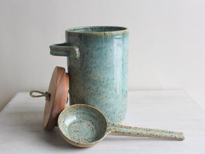 Seafoam Green Lidded Jar & Scoop Set