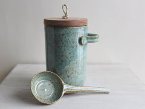 Seafoam Green Lidded Jar & Scoop Set