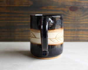 Black & Dark Blue Sgraffito Medium Mug