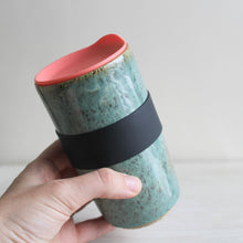 Load image into Gallery viewer, Seafoam Green Travel Tumbler with Silicone Lid &amp; Sleeve