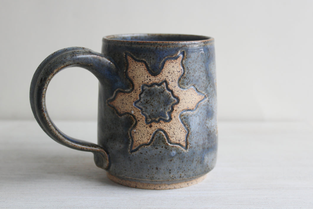 Blue Carved Medium Mug