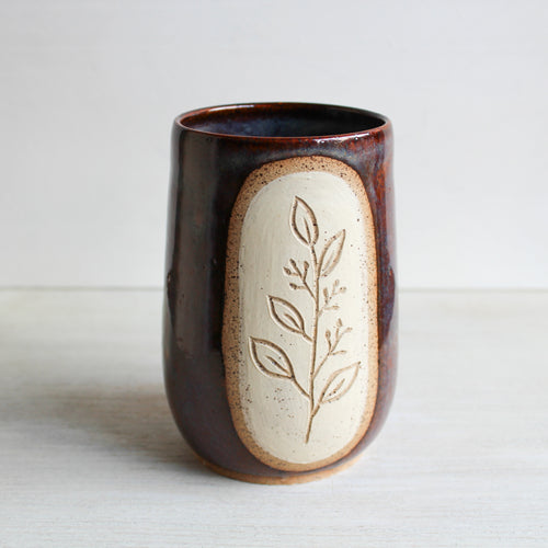 Copper Rainbow Botanical Sgraffito Tumbler