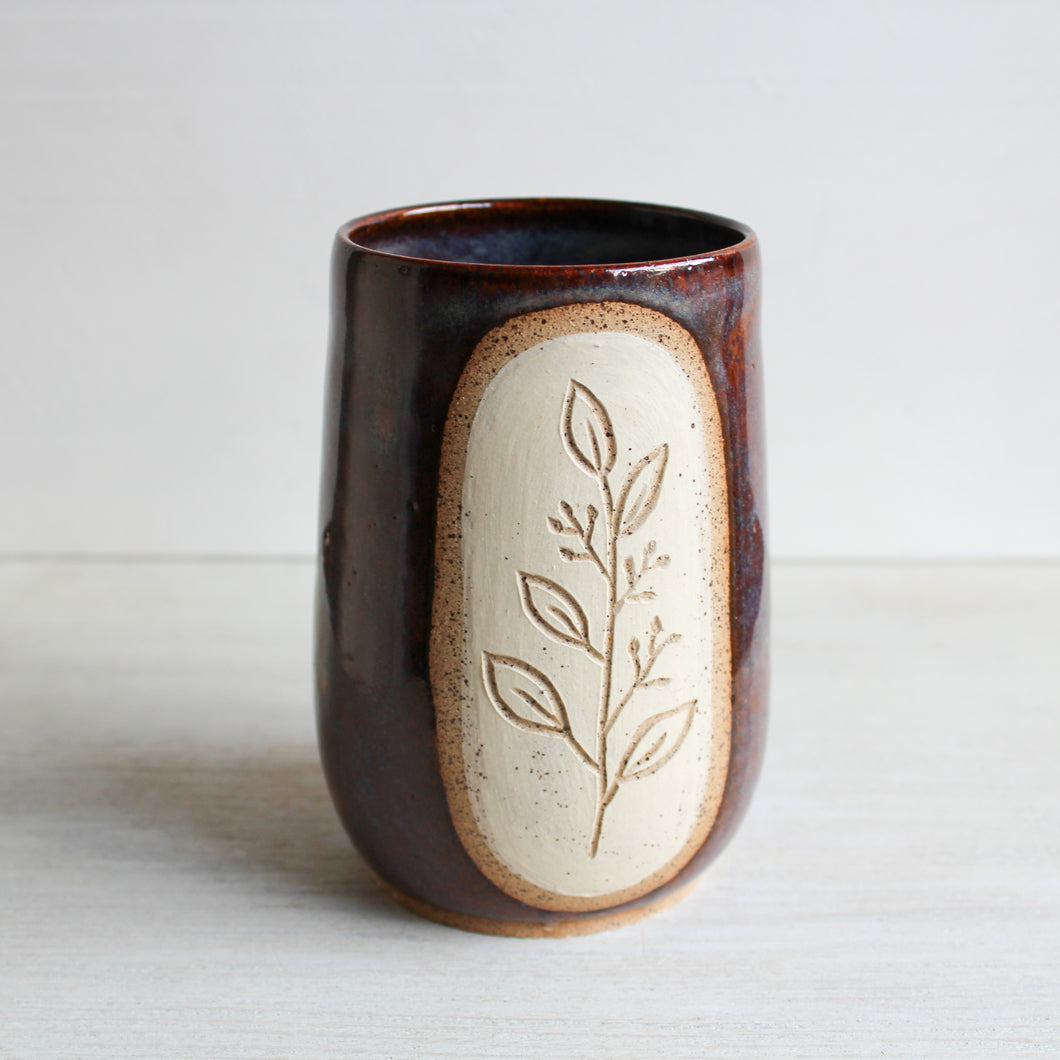 Copper Rainbow Botanical Sgraffito Tumbler