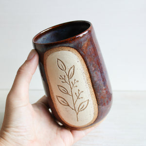 Copper Rainbow Botanical Sgraffito Tumbler