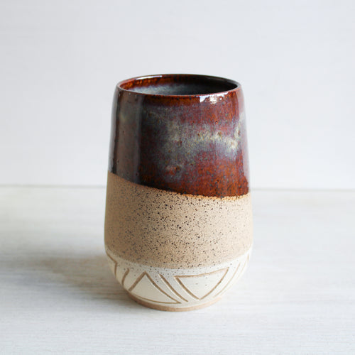 Copper Rainbow Sgraffito Tumbler