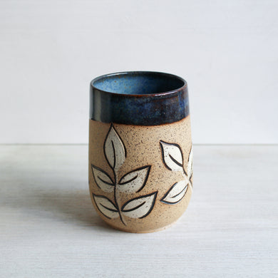 Blue Sgraffito Tumbler