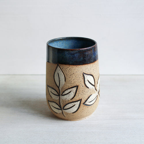 Blue Sgraffito Tumbler