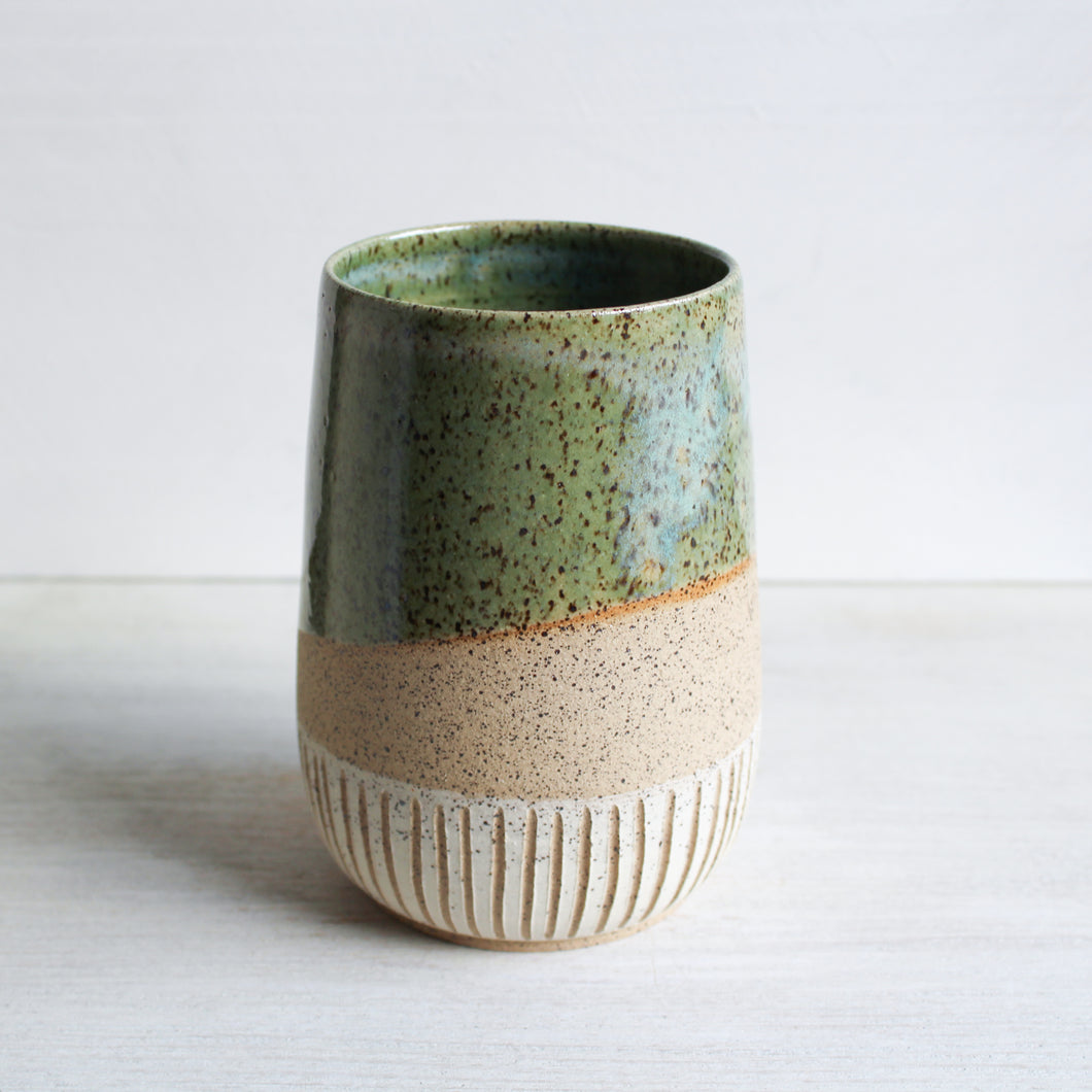 Seafoam Green Sgraffito Tumbler