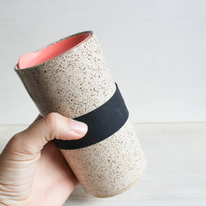 White Travel Tumbler with Silicone Lid & Sleeve