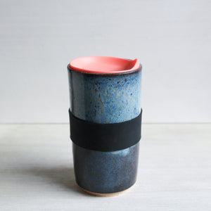 Blue Travel Tumbler with Silicone Lid & Sleeve