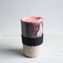 Load image into Gallery viewer, White &amp; Raspberry Travel Tumbler with Silicone Lid &amp; Sleeve