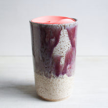 Load image into Gallery viewer, White &amp; Raspberry Travel Tumbler with Silicone Lid &amp; Sleeve