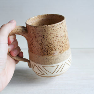 Yellow Sgraffito Medium Mug