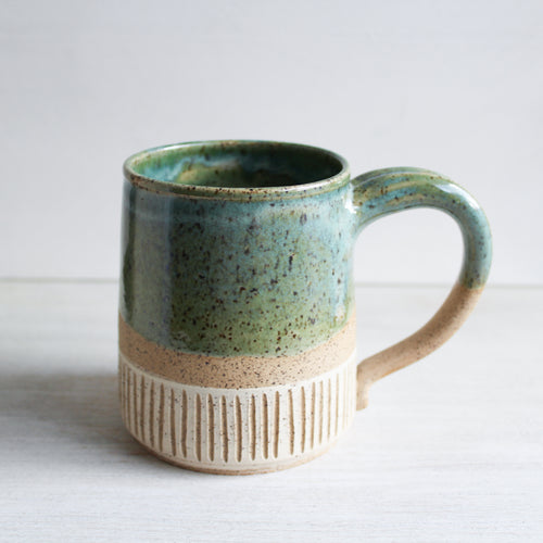 Seafoam Green Sgraffito Medium Mug
