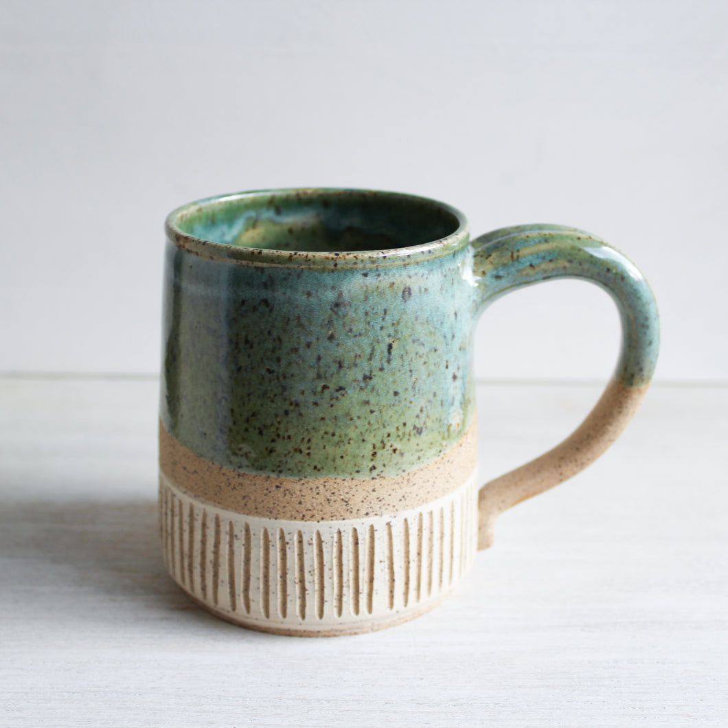 Seafoam Green Sgraffito Medium Mug