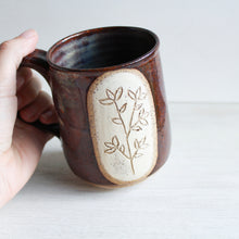 Load image into Gallery viewer, Copper Rainbow Botanical Sgraffito Medium Mug