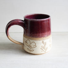 Load image into Gallery viewer, Raspberry Botanical Sgraffito Medium Mug