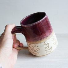 Load image into Gallery viewer, Raspberry Botanical Sgraffito Medium Mug