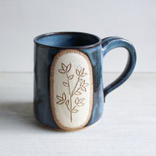 Load image into Gallery viewer, Blue Botanical Sgraffito Medium Mug