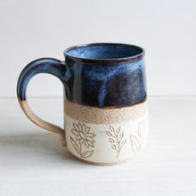 Load image into Gallery viewer, Blue Botanical Sgraffito Medium Mug