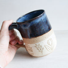 Load image into Gallery viewer, Blue Botanical Sgraffito Medium Mug