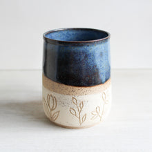Load image into Gallery viewer, Blue Botanical Sgraffito Medium Mug