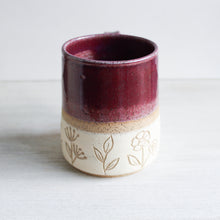 Load image into Gallery viewer, Raspberry Botanical Sgraffito Medium Mug