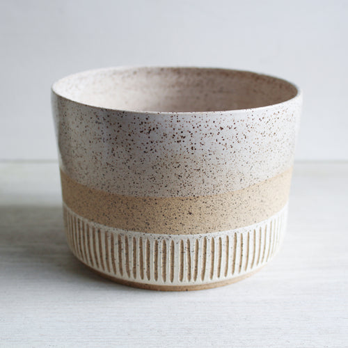White Sgraffito Planter