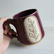 Load image into Gallery viewer, Raspberry Botanical Sgraffito Medium Mug