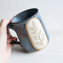 Load image into Gallery viewer, Light Blue Botanical Sgraffito Medium Mug