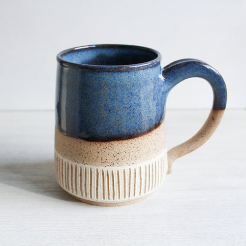 Blue Sgraffito Medium Mug