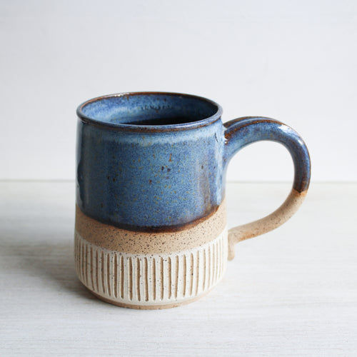 Light Blue Sgraffito Medium Mug