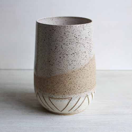 White Sgraffito Tumbler