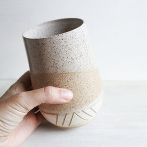 White Sgraffito Tumbler