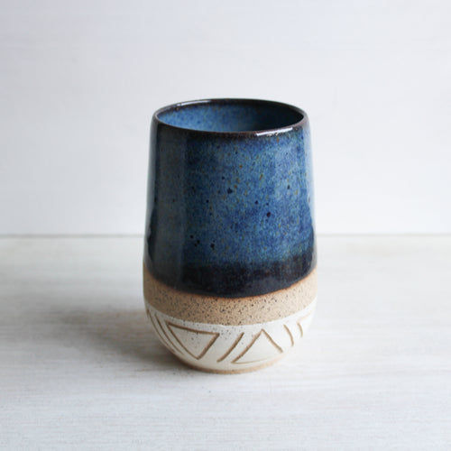Blue Sgraffito Tumbler